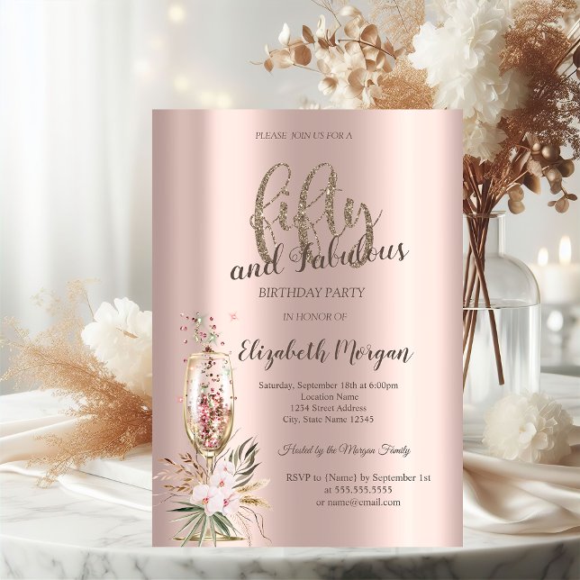 Champagner Glass Blume Rose Gold 50. Einladung (Von Creator hochgeladen)