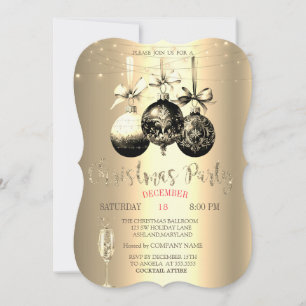 Champagner Glass,Lights Gold Weihnachtsfirma Einladung