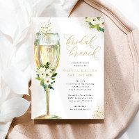 Champagner Glass White & Gold Floral Bridal Brunch