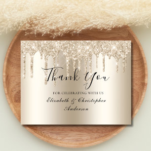 Champagner Glitter Hochzeit Danke Karte