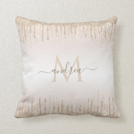 Champagner Glitzer Driving & Girly Chic Monogram Kissen