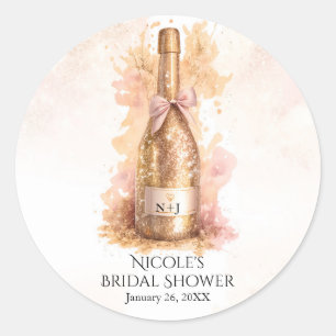 Champagner Glitzernd & Gold Glitter Brautparty Runder Aufkleber