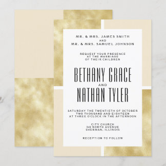 Champagner + Gold Classic Hochzeitsempfang Einladung