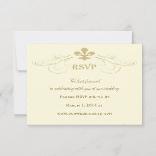 Champagner Gold Fleur de Lis Hochzeit RSVP Karten
