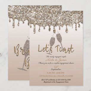 Champagner-Gold-Glitter-Drip-Brunch-Hochzeit Einladung