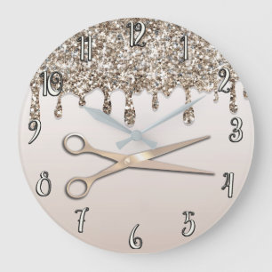 Champagner-Gold-Glitter-Tropf Moderne Glamour-Fris Große Wanduhr