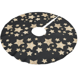 Champagner Gold Glitzer funkeln Sternenmuster schw Polyester Weihnachtsbaumdecke