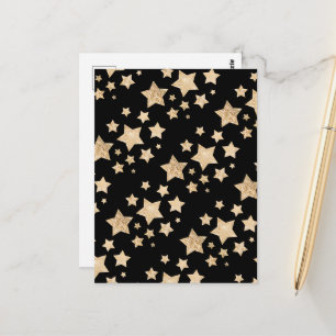 Champagner Gold Glitzer funkeln Sternenmuster schw Postkarte