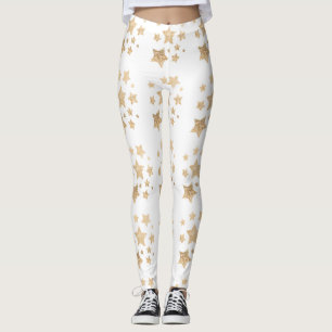 Champagner gold Glitzer Glitzern Stars weiß Leggings