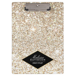 Champagner Gold Glitzer und Glamour Personalisiert Klemmbrett