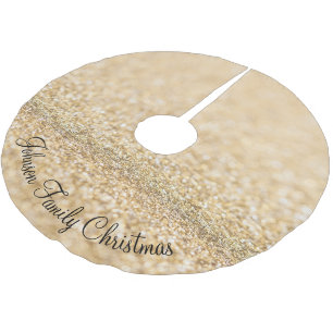 Champagner Gold Imitate Glitzer Glitzern Persönlic Polyester Weihnachtsbaumdecke