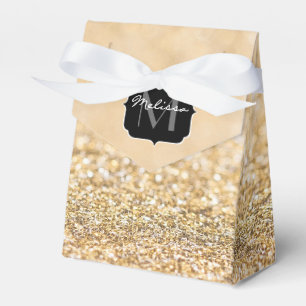 Champagner-Gold-Kunststoff-Glitter-Funkeln Monogra Geschenkschachtel