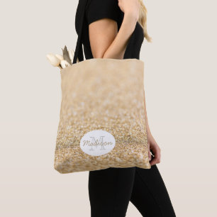 Champagner-Gold-Kunststoff-Glitter-Funkeln Monogra Tasche
