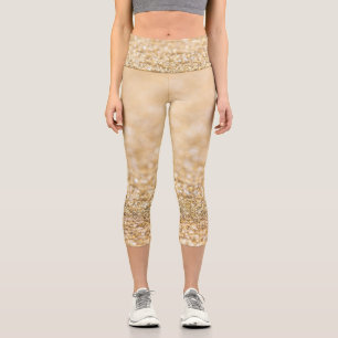 Champagner-Gold-Licht-Kunstglitter-Funkeln Capri Leggings