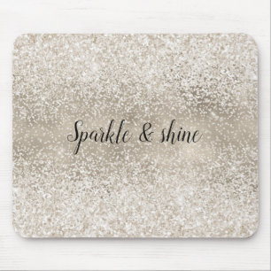 Champagner Gold Weißer Glitzer Mousepad