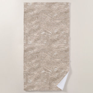 Champagner Gold Weißer Glitzer Zebra Print Strandtuch