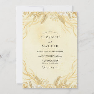 Champagner-Goldblatt-Hochzeit Einladung