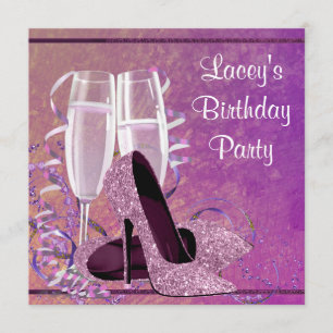 Champagner-High Heels Frauen Heiße Rosa Geburtstag Einladung