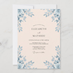 Champagner-Himmel-Blattwerk-Eucalyptus-Hochzeit Einladung