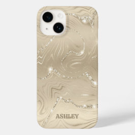 Champagner Hintergrund Weißer Glitzer Case-Mate iPhone 14 Hülle