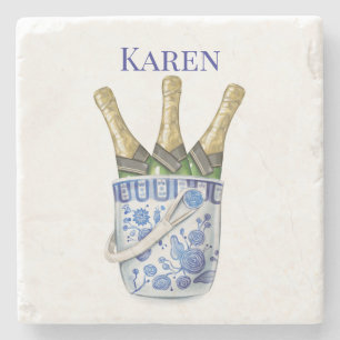 Champagner in Chinoiserie-Eiskübel  Steinuntersetzer