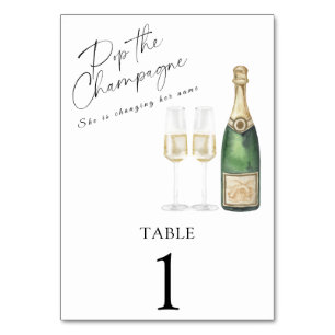 Champagner-Junggesellinnenabschied - Hochzeitstisc Tischnummer