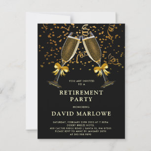 Champagner Konfetti Schwarz GoldGlitter Postkarte