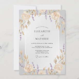 Champagner-Lilien-Kranz-Hochzeit Einladung