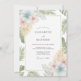 Champagner-Mint-Tropische-Eukalyptus-Hochzeit Einladung