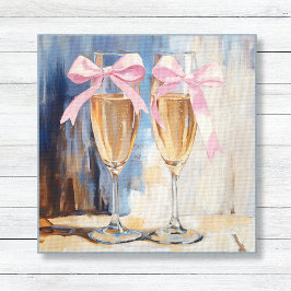 Champagner mit rosa Bows Einmaliges Brautparty Leinwanddruck