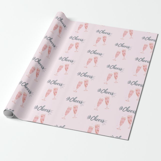 Champagner mit rosa Goldcreme Geschenkpapier (Ungerollt)