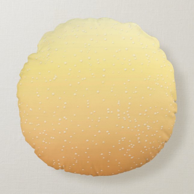 Champagner mit winzigen Bläschen Kunst Rundes Kissen (Vorderseite)