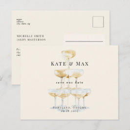 Champagner Moderne Cream Wedding Save the Date II Postkarte