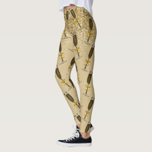Champagner Neujahr feiern Gold Glitzer Leggings