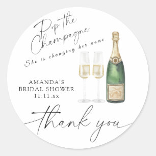 Champagner öffnen - Danke, Brautparty Runder Aufkleber