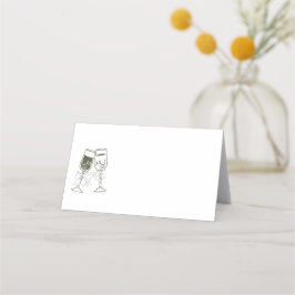 Champagner Olive wood Green Blank Wedding Platzkarte