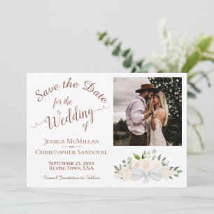 Champagner Peach Rose & Calligrafy Foto Wedding Save The Date