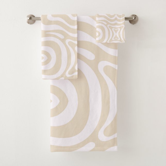 Champagner Pink Abstrakt Wave Muster Badhandtuch Set (Insitu)