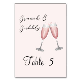 Champagner Pink Brautparty Party Tischnummer