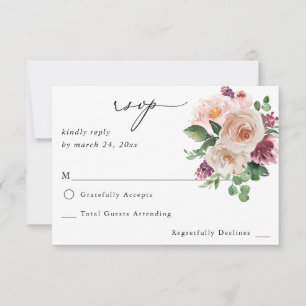 Champagner & Pink Floral UAWG RSVP Karte
