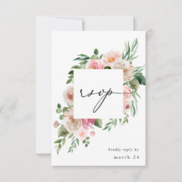 Champagner & Pink Floral w Mahlzeit UAWG 2 RSVP Karte
