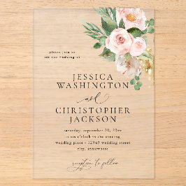Champagner & Pink Floral Wedding Acryleinladungen