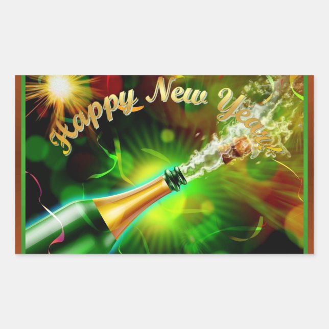 Champagner-Pop Rechteckiger Aufkleber (Vorderseite)