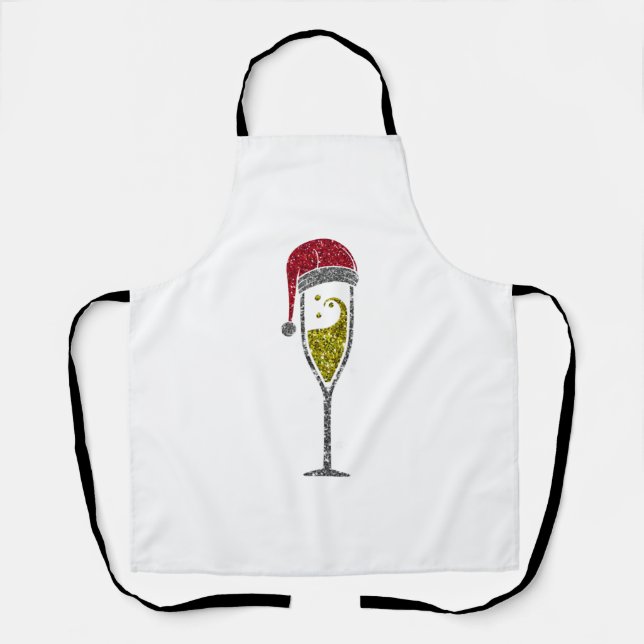 Champagner Prosecco zum Weihnachtsfest Schürze (Vorderseite)