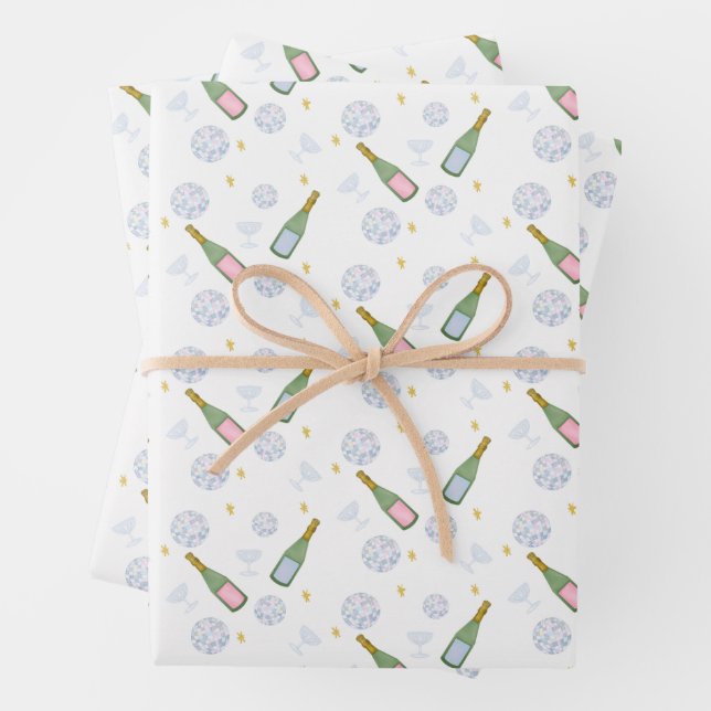 Champagner-Resolutionen Neujahr Geschenkpapier Set (Beispiel)