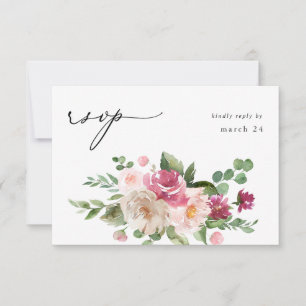 Champagner & Rosa Floral mit Essens-RSVP RSVP Karte