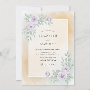 Champagner Rosa Gemalte Hochzeit Einladung