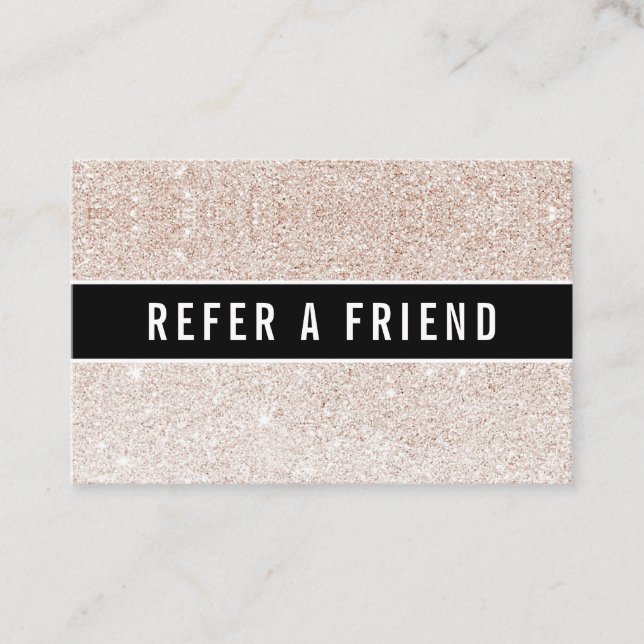 Champagner Rosa Glitzer Salon Referent Kunde Visitenkarte (Vorderseite)