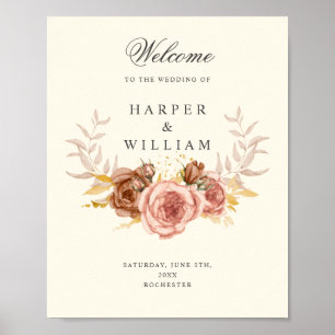 Champagner-rosafarbene Rosen-Wappen-Hochzeit Poster