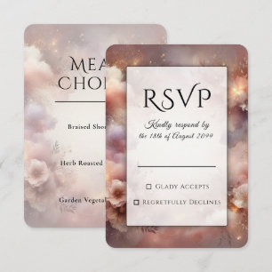 Champagner-Rosé Stardust Gartenhochzeit RSVP Karte